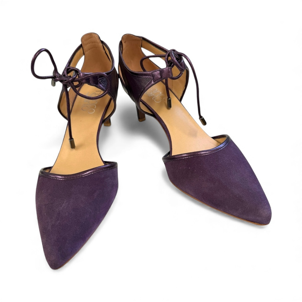 Franco Sarto Plum Leather Suede Lace-Up Kitten Heel Pumps Women’s Size 6 - Picture 2 of 10